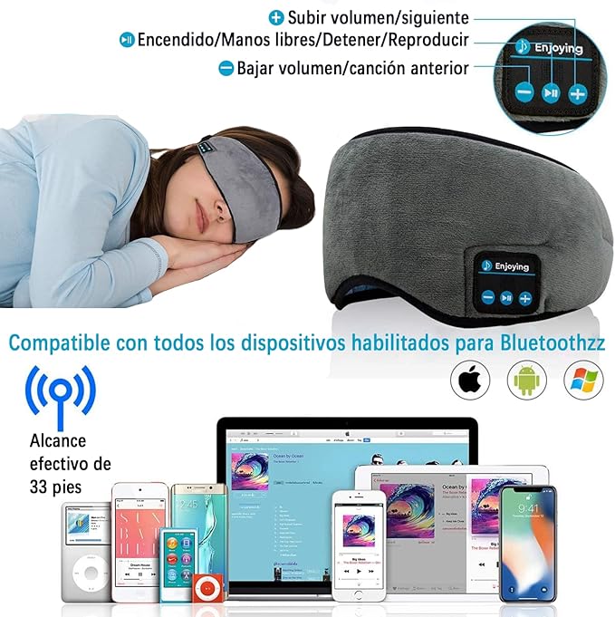 Antifaz para dormir bluetooth audifonos recargable - Image 6