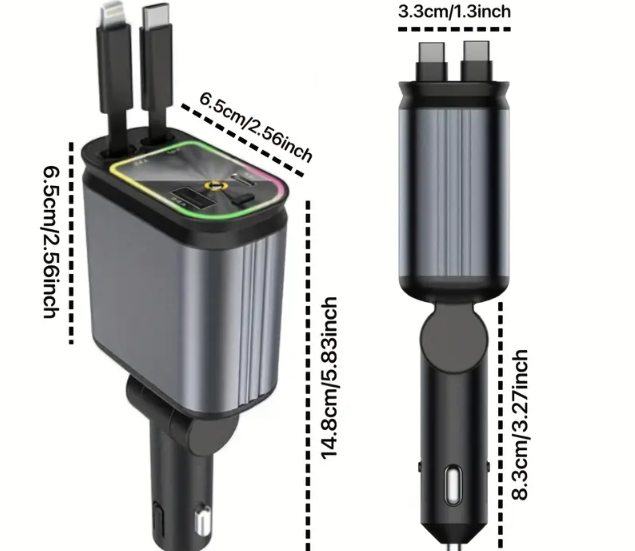 Cargador celu 4 en 1 carro luces techo - Image 3